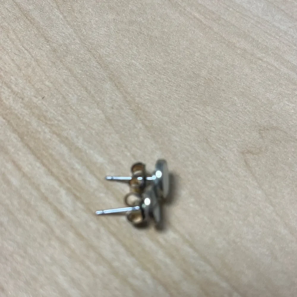 Women faux vintage Silver and White Stud Earrings
